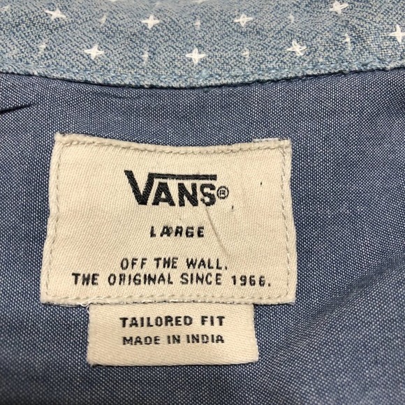 Vans Mens Shirt Large Long Sleeve Tailored Fit Button Pockets - Picture 3 of 4